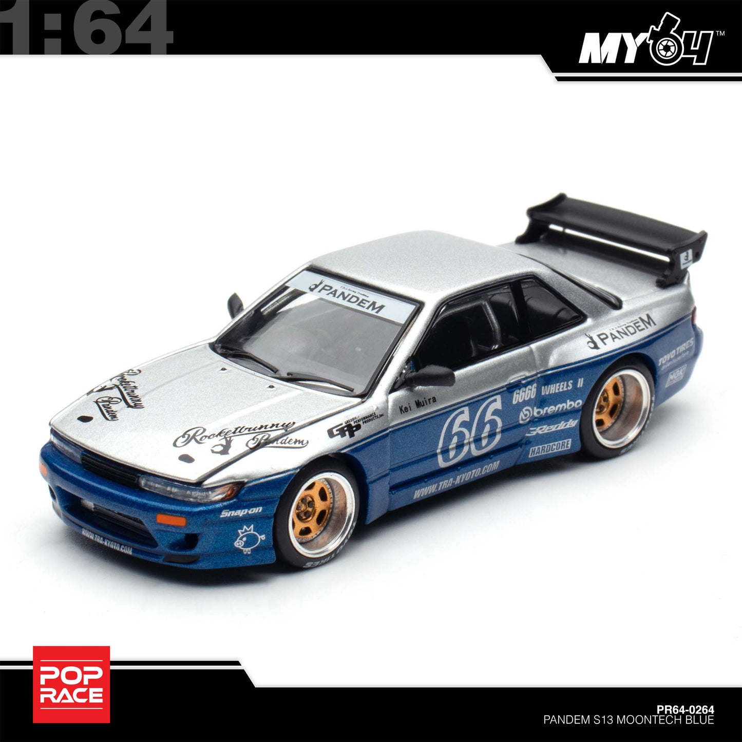 [Pop Race] 1:64 Pandem Silvia S13 - Moontech Blue