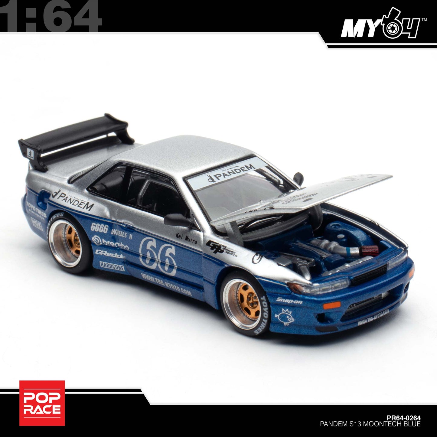 [Pop Race] 1:64 Pandem Silvia S13 - Moontech Blue