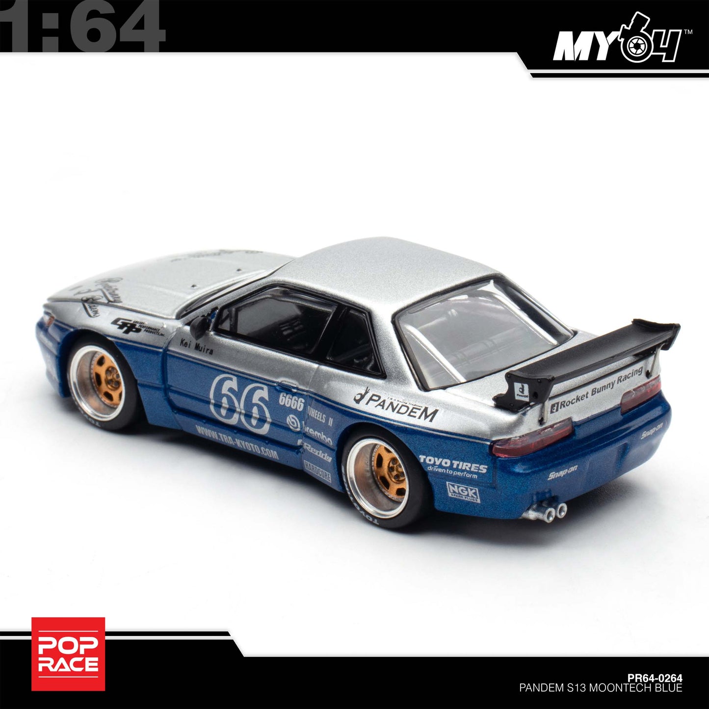 [Pop Race] 1:64 Pandem Silvia S13 - Moontech Blue