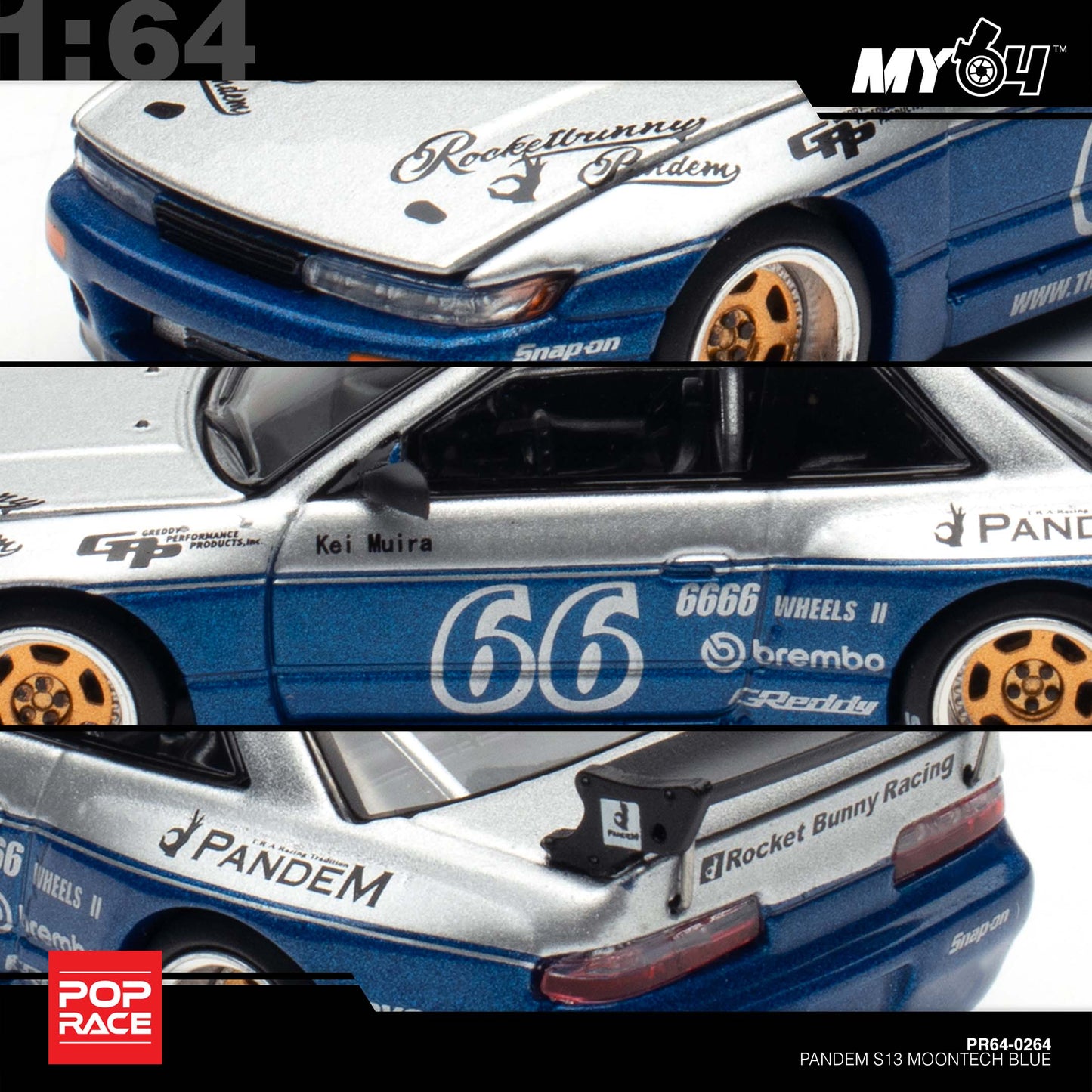 [Pop Race] 1:64 Pandem Silvia S13 - Moontech Blue