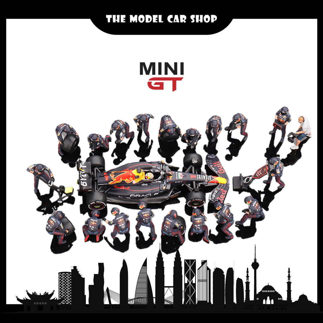 [MINI GT] Oracle Red Bull Racing RB18 2022 Abu Dhabi GP Pit Crew Set - Limited Edition 5000 Sets