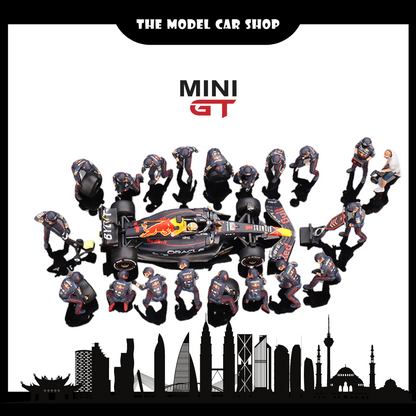 [MINI GT] Oracle Red Bull Racing RB18 2022 Abu Dhabi GP Pit Crew Set - Limited Edition 5000 Sets