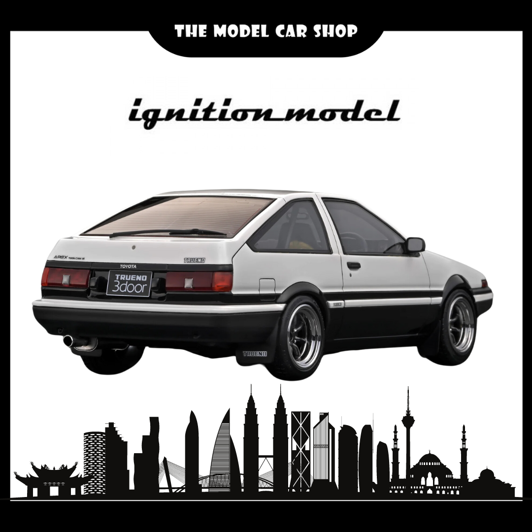 [Ignition Model] Toyota Sprinter Trueno 3Dr G Apex - White/Black With 4A-G Engine Silver