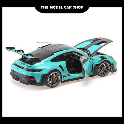 [Minichamps] Porsche 992 GT3RS Bleu Tiffany with Grey Wheels, Weisssach Package