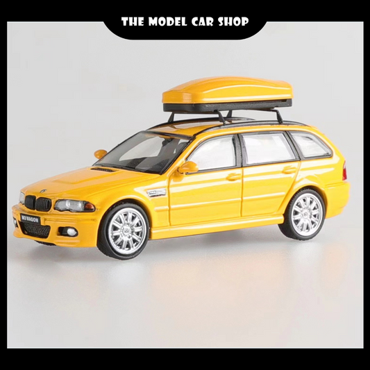 [Stance Hunters] E46 Wagon with Roof Cargo Yellow with Silver Wheels