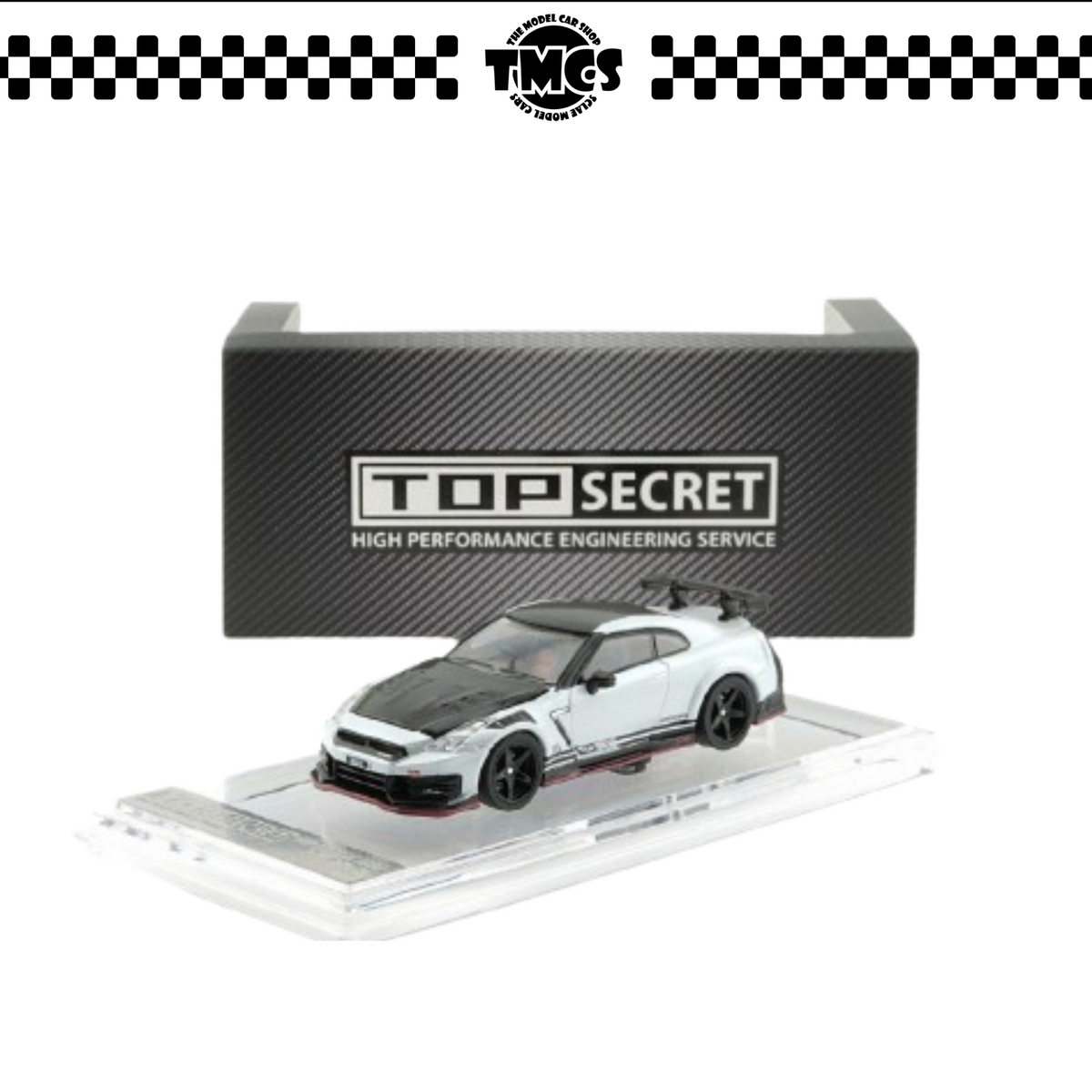 [KKK Models] 1:64 Top Secret 35GT-R -  White Pearl Matte with Carbon Bonnet