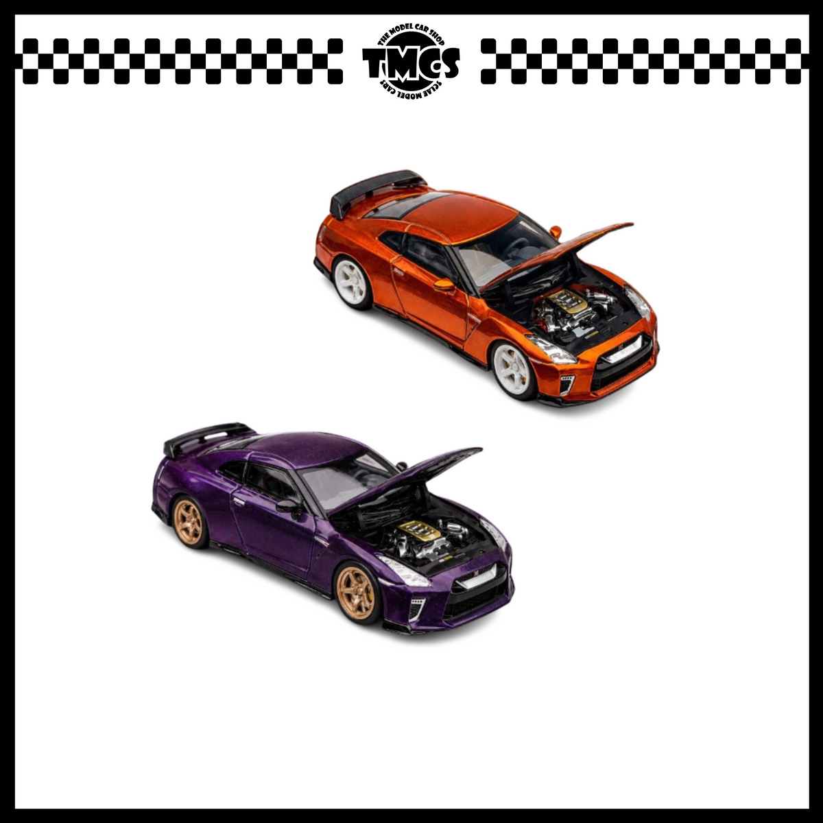 [Motorhelix] 1:64 Combo Set Nissan GT-R (R35) Customized (DZ 2021) - Midnight Purple + Midnight Orange