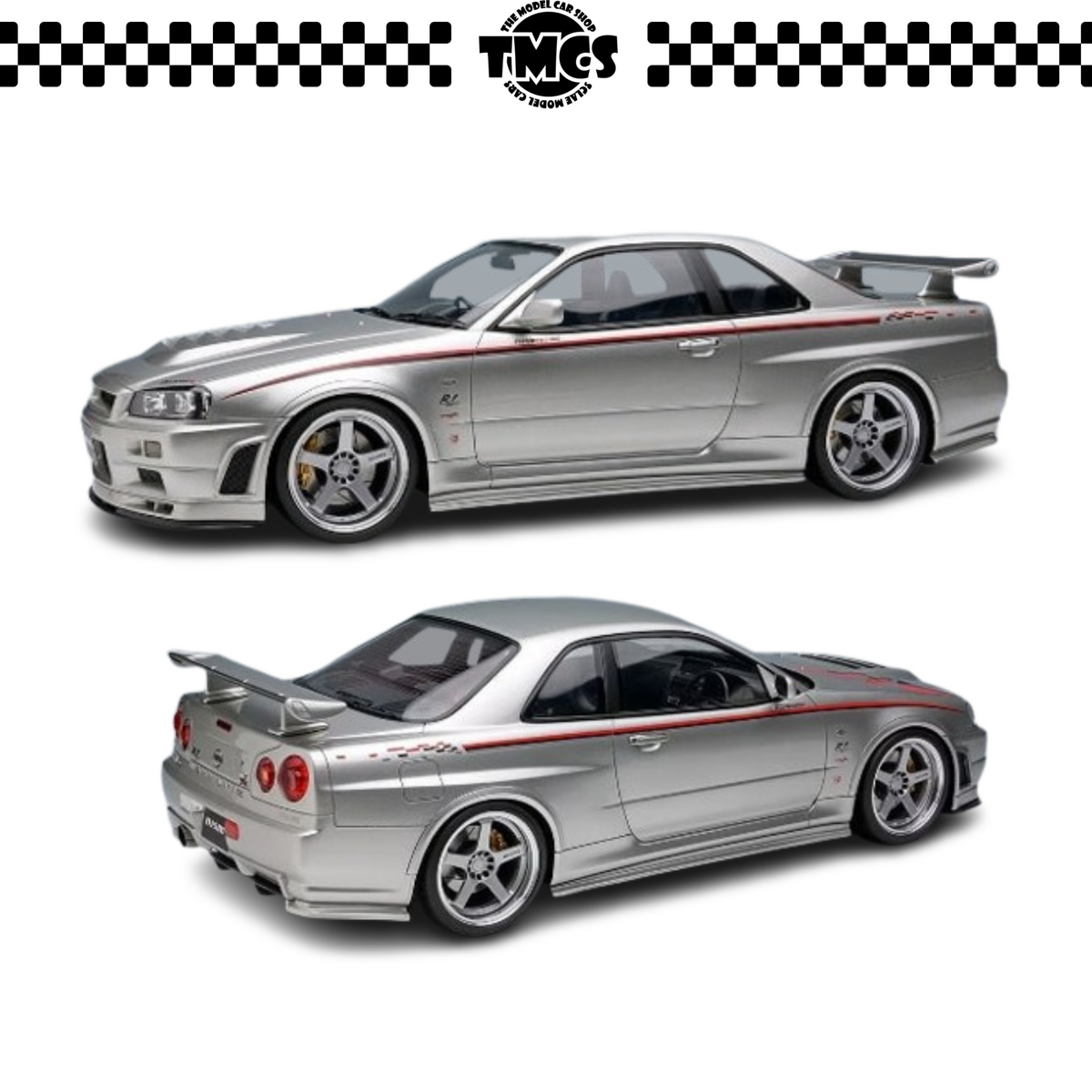 [Make Up] 1:18 EDILION Nissan Skyline GT-R (BNR34) NISMO R-Tune Version (2004) - Silver/NISMO Stripe