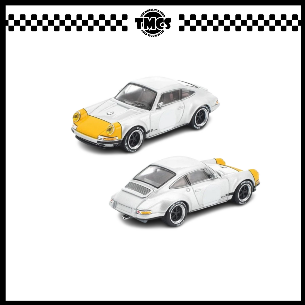 [Pop Race] 1:64 Singer Porsche 911 - Yellow/Silver