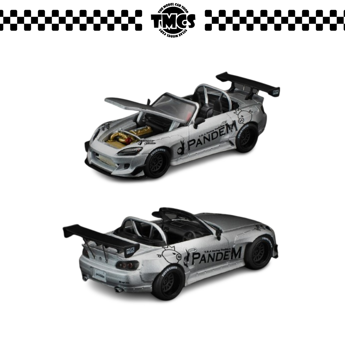 [Pop Race] 1:64 Pandem Honda S2000 - Silver