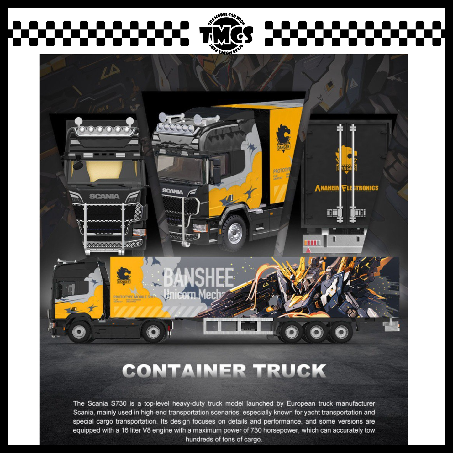 [Cool Car] 1:64 Scania S730 V8 Transporter Banshee with Double Deck Container