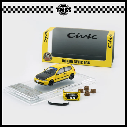 (UNSEAL UNIT) [BMC] 1:64 Honda EG6 - Yellow Carbon Bornet (RHD)