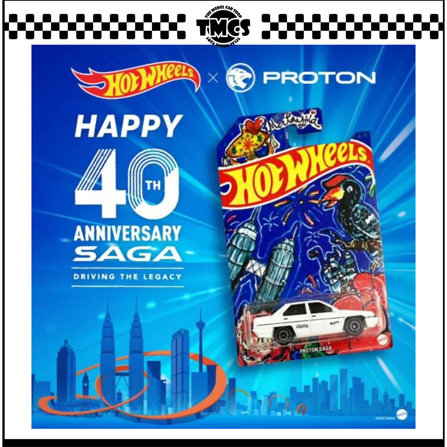 [Hot Wheels] 1:64 Proton Saga - White (Burung)