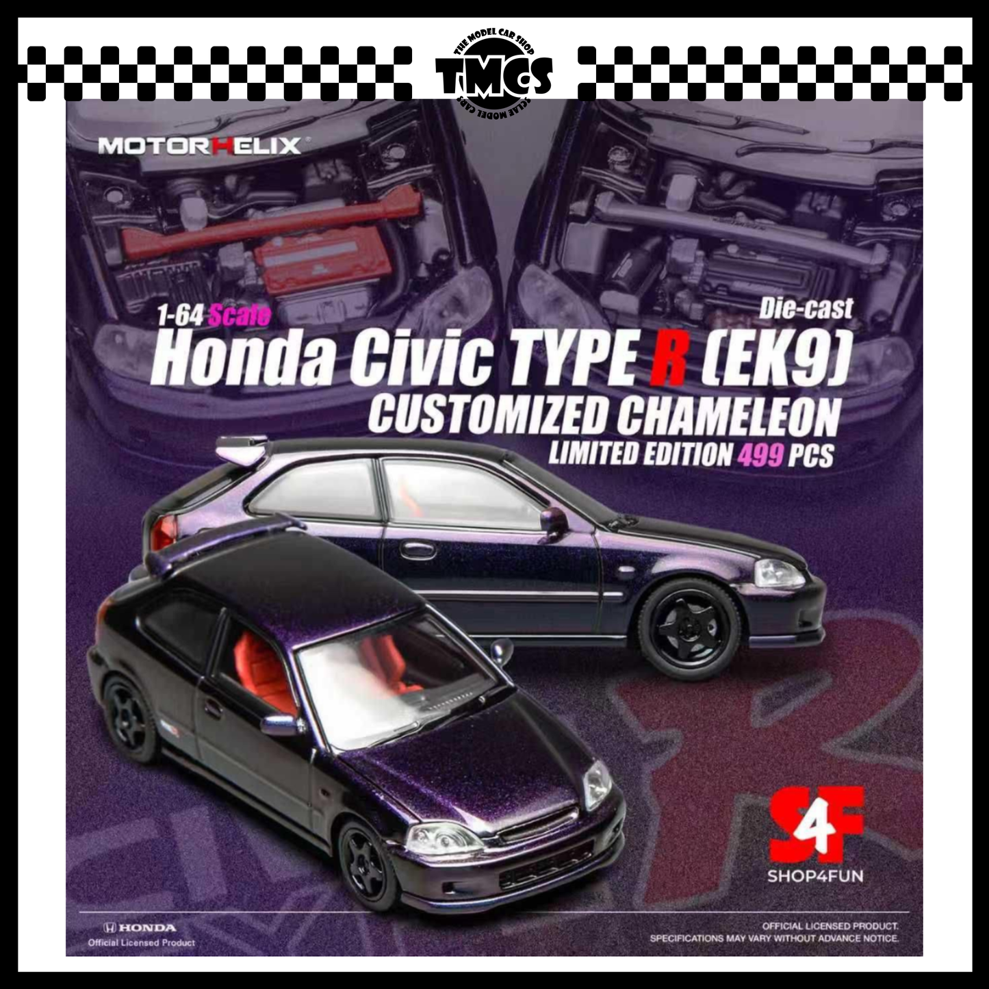 [Motorhelix] 1:64 Honda Civic Type R (EK9) - Customized Chameleon (Philippines Exclusive)