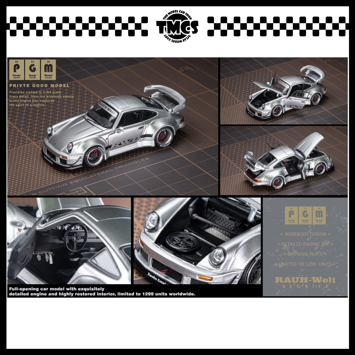 [PGM] 1:64 Porsche 930 RWB (CDMS26) - Silver