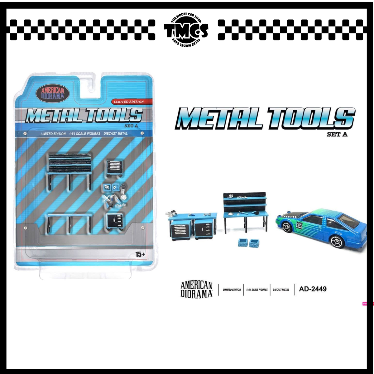 [American Diorama] 1:64 Metal Tools Set A - Blue