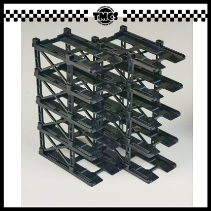 [PitBox] 1:64 Diorama 10-Bay Parking Rack (Black) with Car Holder