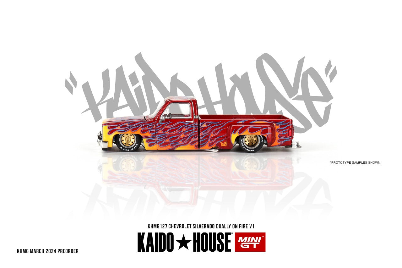 [MINI GT X KAIDO HOUSE] Chevrolet Silverado Dually on Fire V1