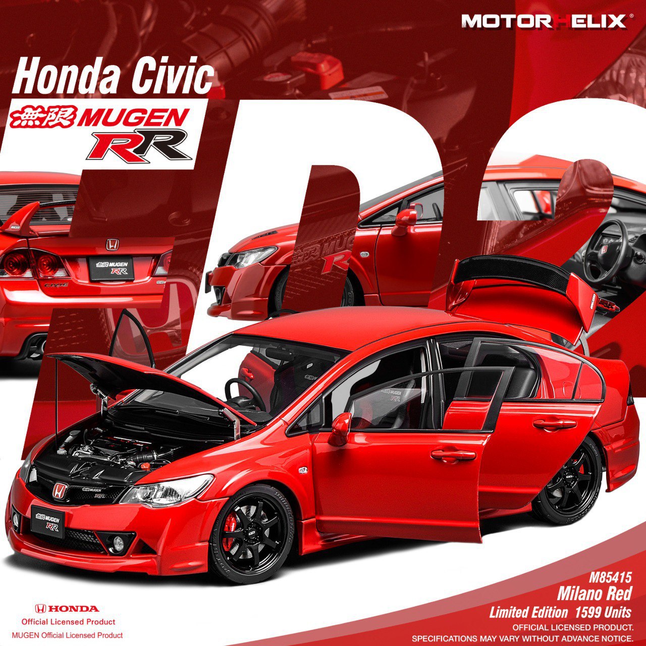 [Motorhelix] 1:18 Honda Civic Type R (FD2) Mugen RR - Milano Red