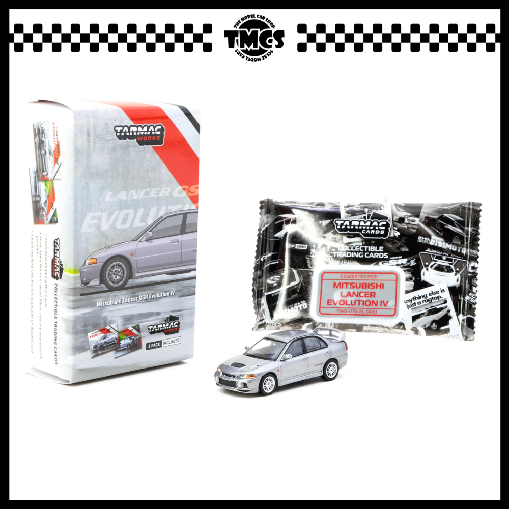[Tarmac Works] 1:64 Mitsubishi Lancer GSR Evolution IV - Silver (Chase Car + Trading Card)