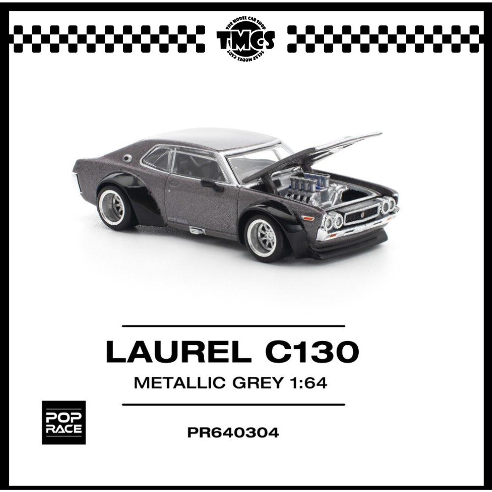 [Pop Race] 1:64 Nissan Laurel C130 - Metallic Grey (New Tooling)