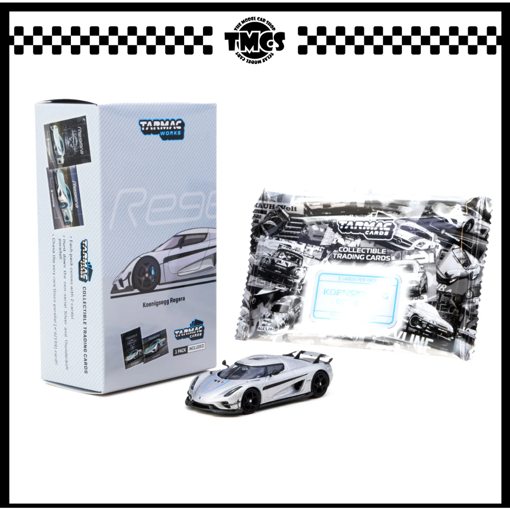 [Tarmac Works] 1:64 Koenigsegg Regera - Silver Metallic / Blue Accents (Chase Car + Trading Card)
